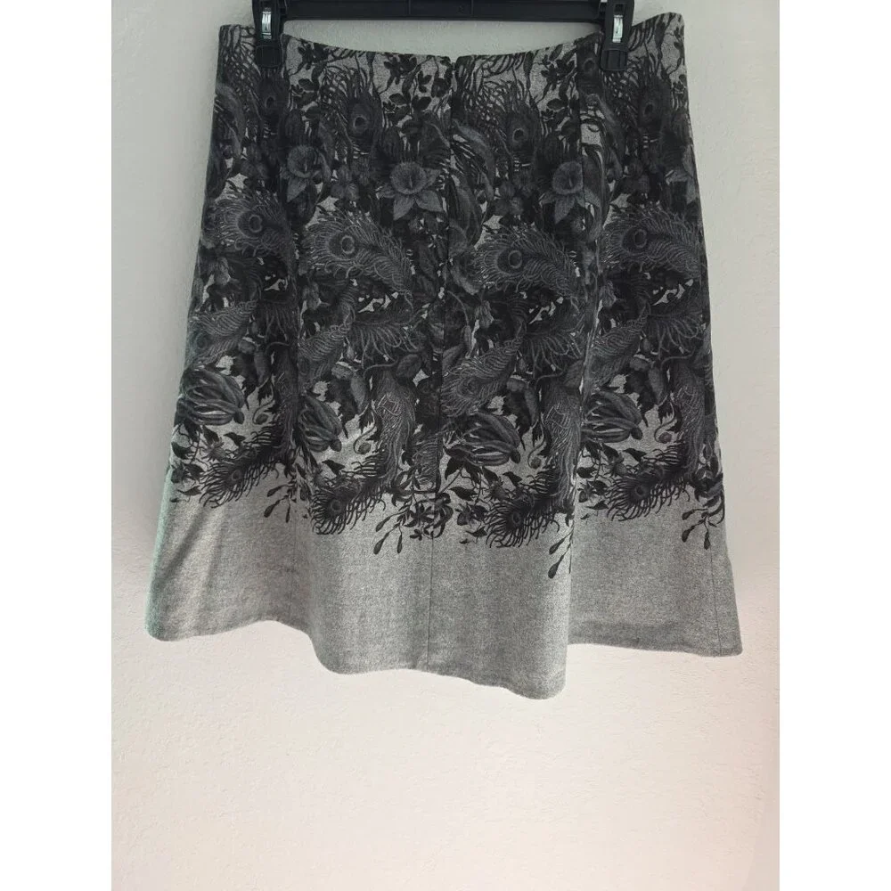 Talbots Wool Blend‎ Skirt Womens 12 Peacock Floral Lined A-Line